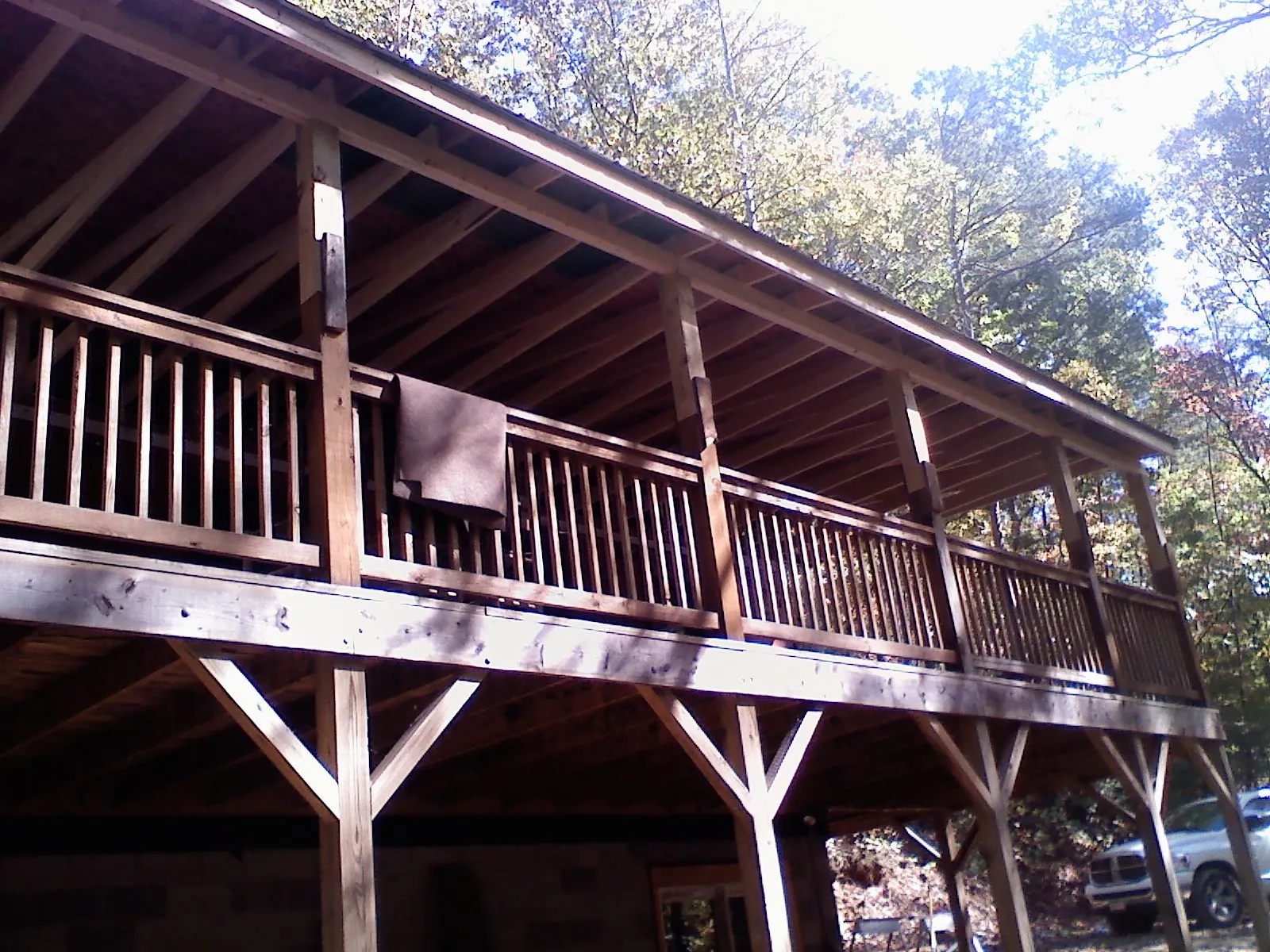 Timber framing under a new elevated porch and deck — Roof Leak Repair in Emmitsburg by Roofing Brothers